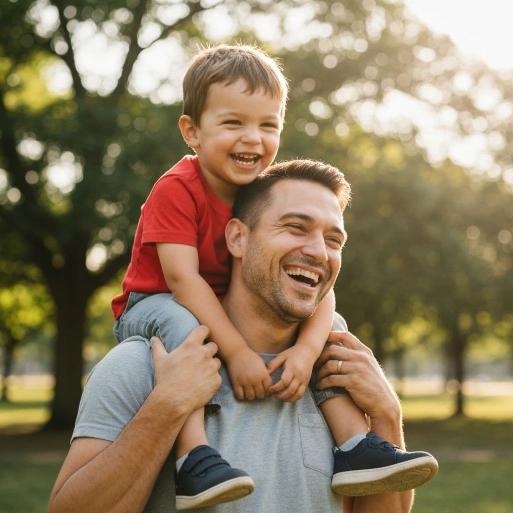 Andrew with his son William outdoors